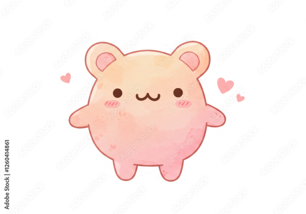 Cute Bear Illustration With Soft Colors And Pastel Tones. Illustration In Pastel Pink And Orange Cute Bear Illustration With Soft Colors And Pastel Tones. Illustration In Pastel Pink And Orange