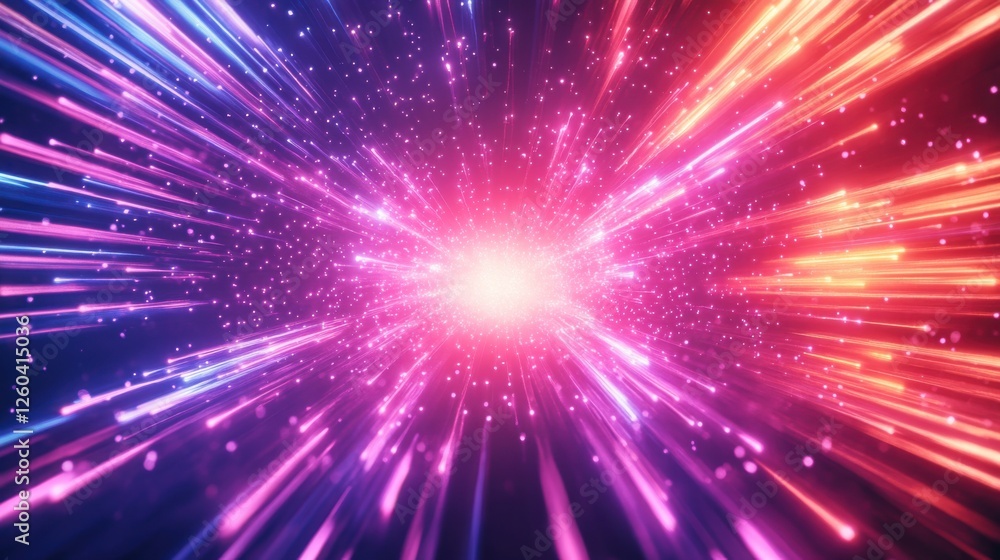 Fototapeta premium Abstract neon light bursts background with neon light bursts and vibrant glowing effects. Emphasizing electric energy and artistic flair, ideal for modern designs and high-impact visuals.
