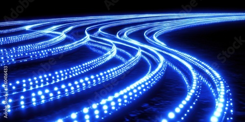 Curved pattern of bright, vibrant blue LEDs creates dynamic movement and captivating depth, illuminating every inch with vivid intensity