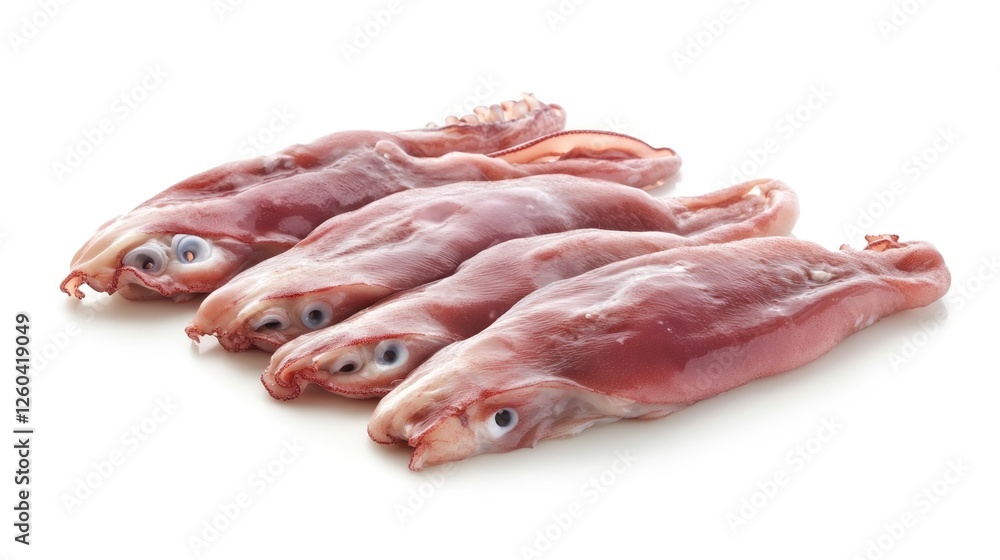Fresh squid prepared for cooking, white background Fresh squid prepared for cooking, white background