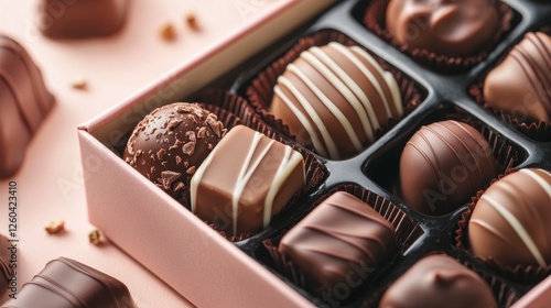 Luxury chocolate candy in pink box photo