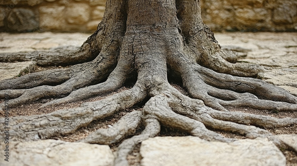 Fototapeta premium Exposed Tree Roots on Stone Ground