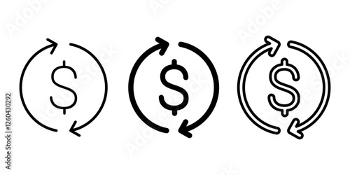 Vector isolated Turnover icon set in black outline