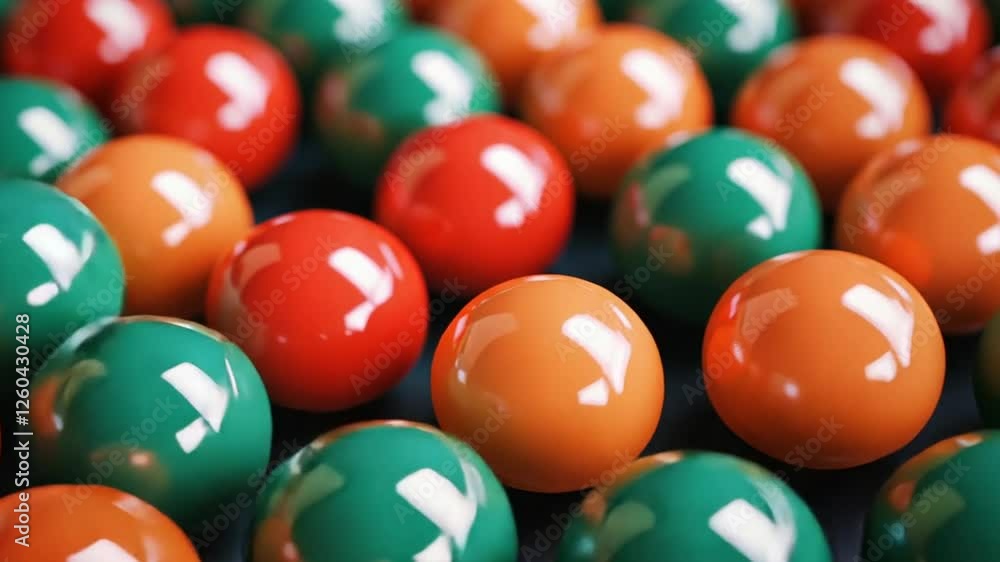 Red, orange, green spheres background, close-up Red, orange, green spheres background, close-up