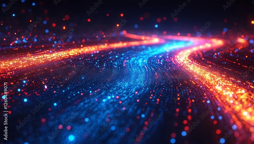 Abstract Digital Flow: Red and Blue Energy Streams Abstract Digital Flow: Red and Blue Energy Streams