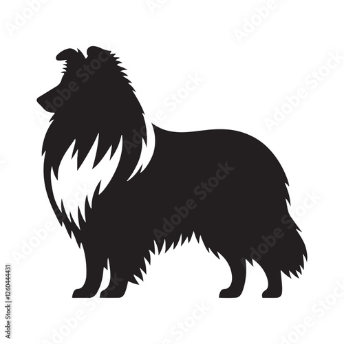 Schilderij op canvas Artistic Shetland Sheepdog silhouette capturing grace and beauty - Shetland Shee