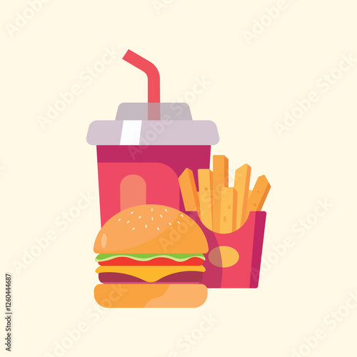 Vector fast food advertising composition