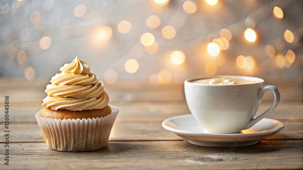 Simple elegance: a cupcake and cappuccino, captured in a minimalist coffee break scene. Simple elegance: a cupcake and cappuccino, captured in a minimalist coffee break scene.