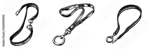 Different styles of dog leashes displayed on a white background for pet accessories and training purposes