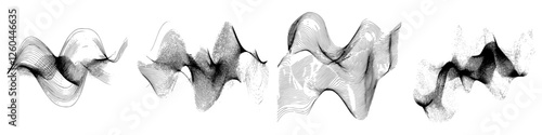 Abstract black and white wave patterns showcasing dynamic movement and fluidity in a minimalist style