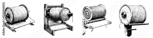 Historical thread reels illustrate the evolution of textile tools used for sewing and crafting during the 19th century