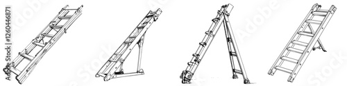 Different types of ladders showcasing various designs and functionalities for home and construction use