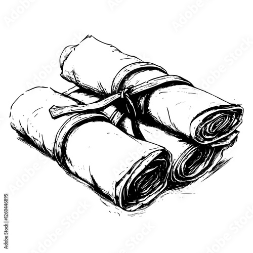 Rolled scrolls tied with string resting on a surface, conveying a sense of ancient knowledge and history