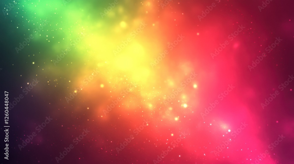 Obraz premium Vibrant Cosmic Cloud: A Colorful Nebula with Stars and Glowing Hues