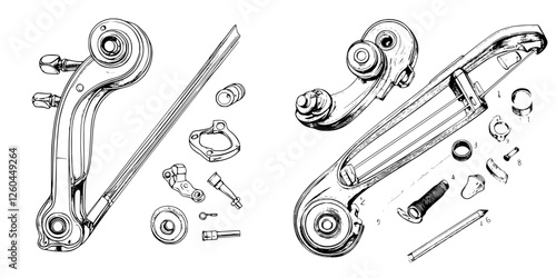 Detailed breakdown of bicycle gear mechanism including parts and assembly instructions for maintenance and repair