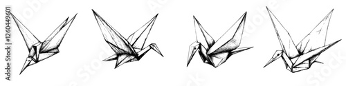 Origami crane transformation from one shape to another demonstrating the art of folding paper into intricate designs