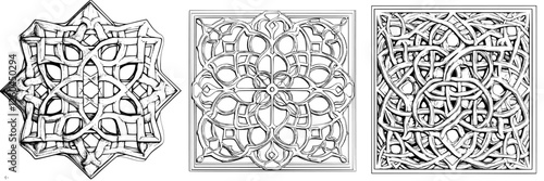 Intricate geometric patterns from historical architectural designs showcasing symmetry and detail