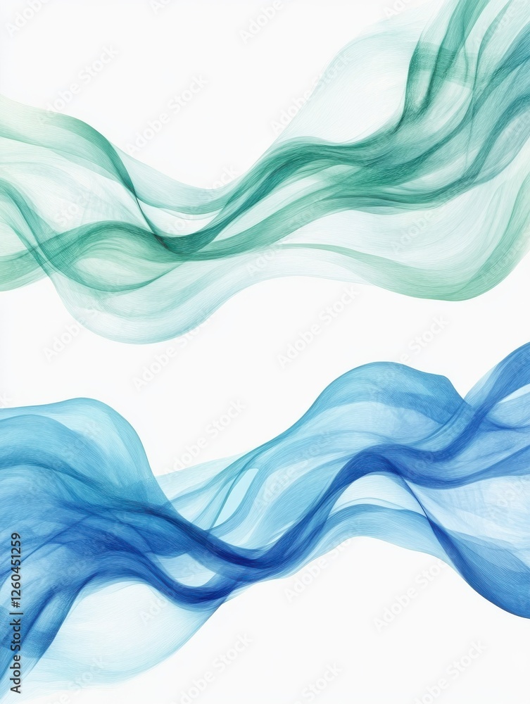 abstract blue and green flowing waves overlay isolated on transparent or white background abstract blue and green flowing waves overlay isolated on transparent or white background