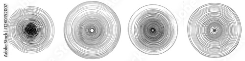 Intricate hand-drawn vector illustration of circular patterns with varying sizes and textures