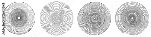 Elegant hand-drawn vector illustration of concentric circular patterns showcasing rhythm and balance in design