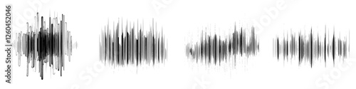 Sound wave vector illustration in hand-drawn style capturing dynamic audio vibrations and rhythms with artistic flair