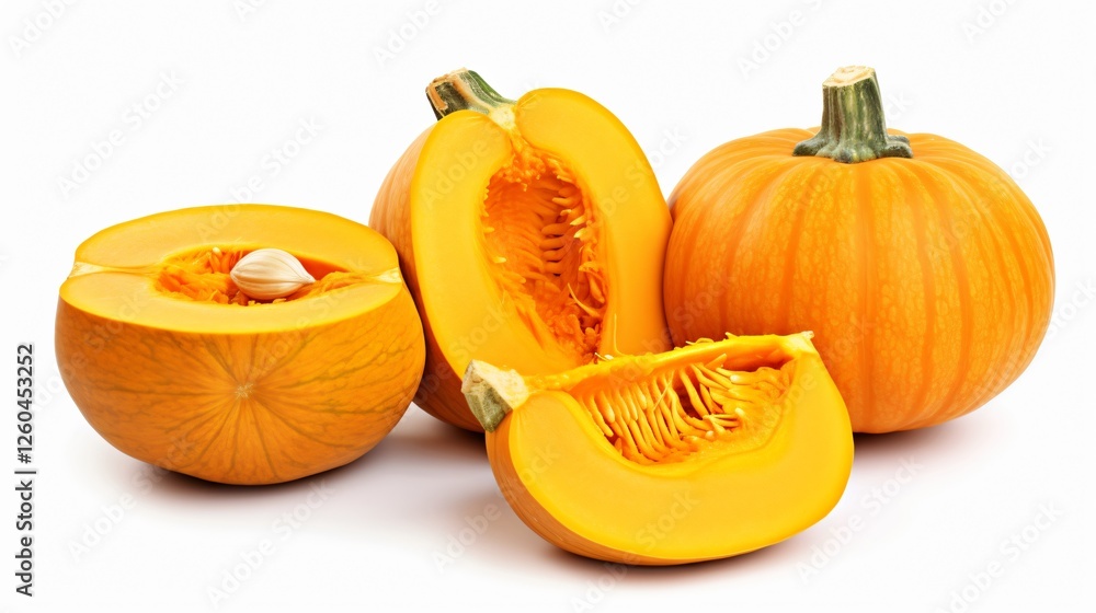 Fresh Pumpkin Slices Isolated White Background Fresh Pumpkin Slices Isolated White Background