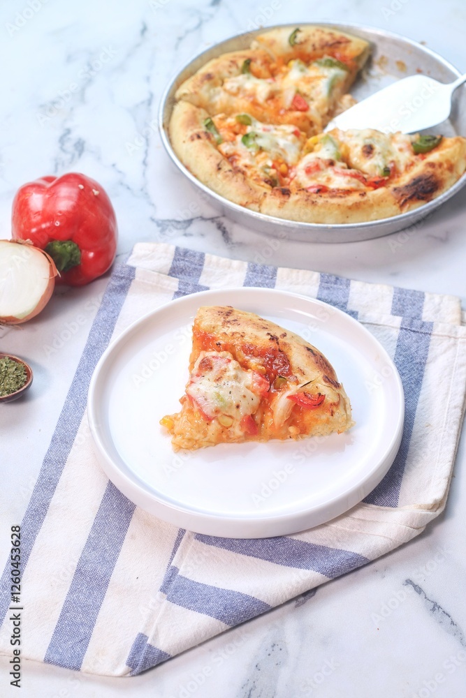 pizza with sauce, sausage and paprika pizza with sauce, sausage and paprika