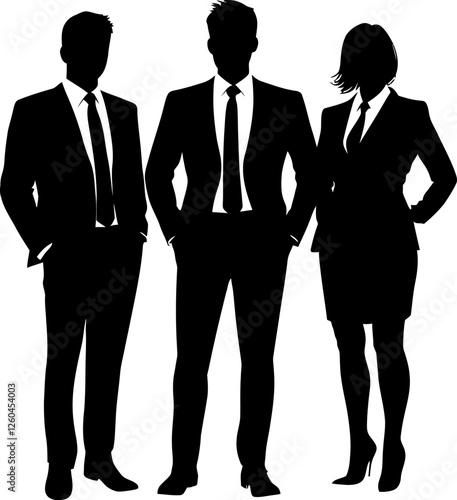 Business people silhouette icon in black color. Vector template design.