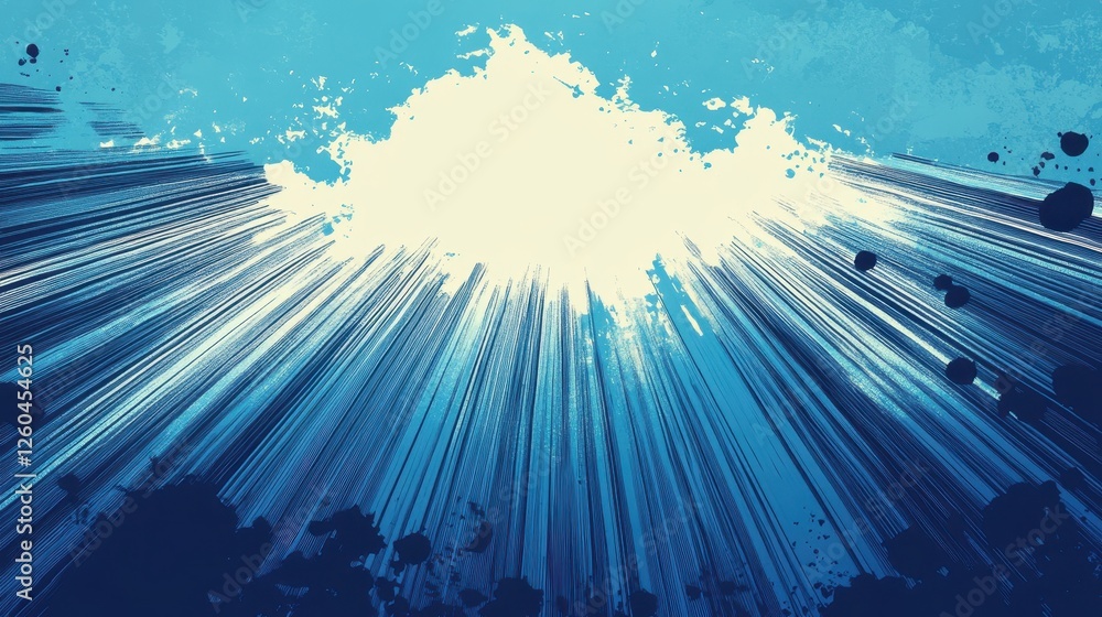 Fototapeta premium Comic-style backdrop with glowing blue waves and motion patterns