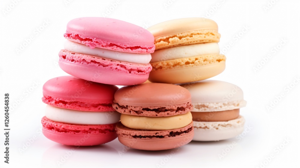 Colorful Macaroons Dessert on White Background Colorful Macaroons Dessert on White Background