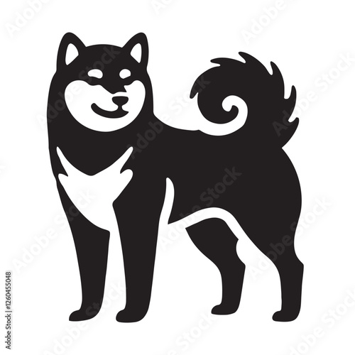 Shiba Inu silhouette crafted for artistic and stylish compositions - Shiba Inu illustration - minimal Shiba Inu vector - dog silhouette
