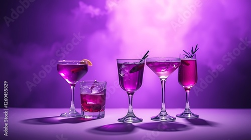 Set of classic alcohol cocktails isolated on white background