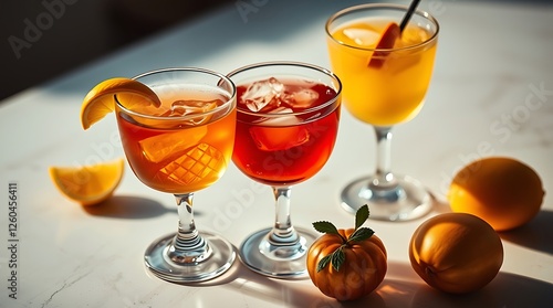 Set of classic alcohol cocktails isolated on white background