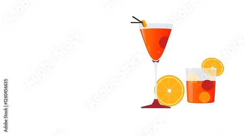 Set of classic alcohol cocktails isolated on white background