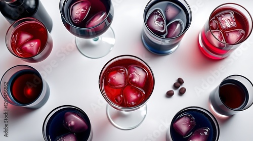 Set of classic alcohol cocktails isolated on white background