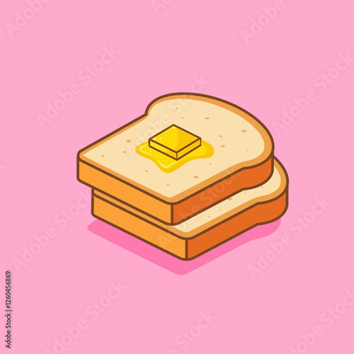 bread and Bread and Butter, Buttery Toast Vector Illustration Cartoon Designutter.eps