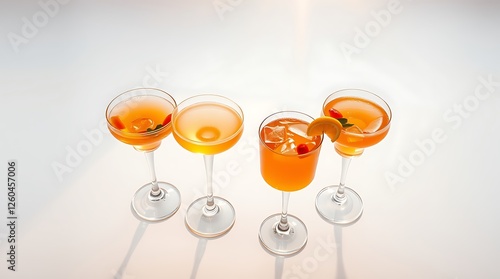 Set of classic alcohol cocktails isolated on white background