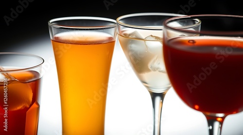 Set of classic alcohol cocktails isolated on white background