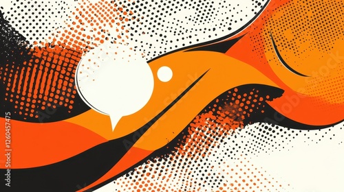 Wallpaper Mural Vibrant orange wallpaper with stylized comic elements and halftones Torontodigital.ca