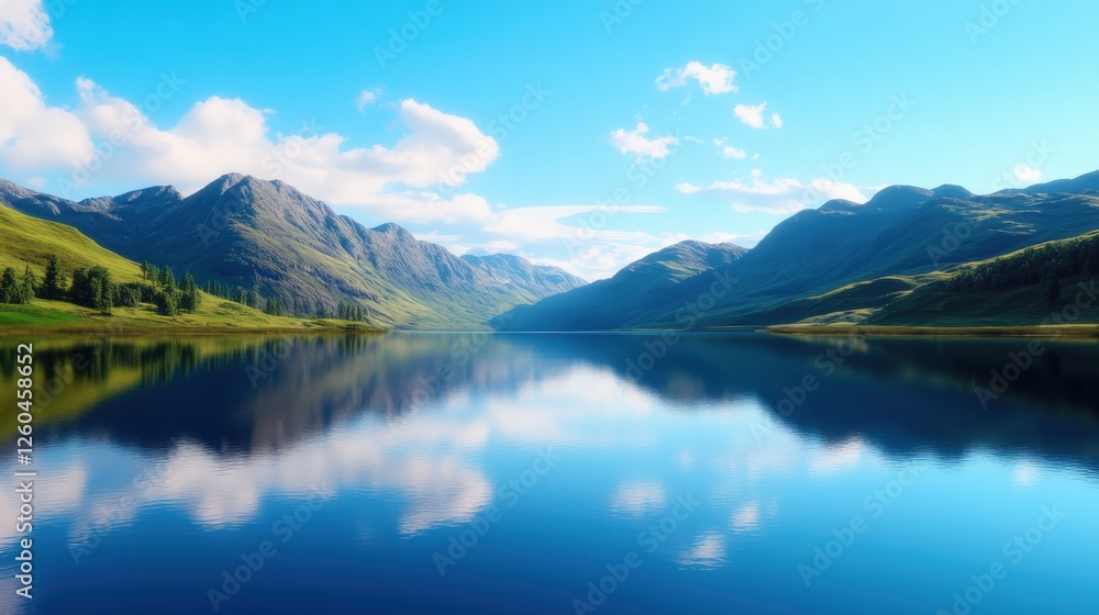 A breathtaking landscape showcasing serene mountains reflected in tranquil waters under a bright blue sky. This picturesque scene invites tranquility and natural beauty. A breathtaking landscape showcasing serene mountains reflected in tranquil waters under a bright blue sky. This picturesque scene invites tranquility and natural beauty.