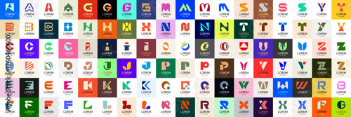 Abstract logos collection with letters. Geometrical abstract logos. Icon design	
