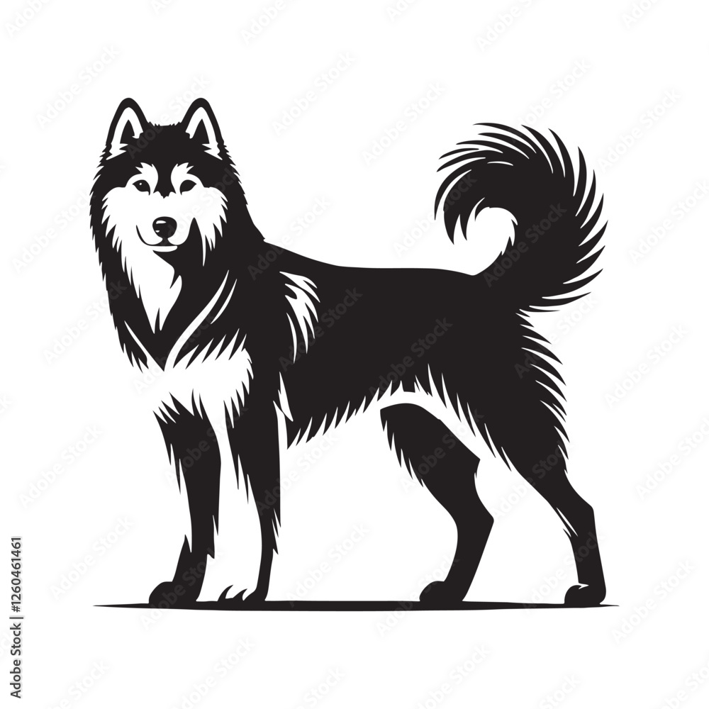 Obraz premium Refined Siberian Husky silhouette emphasizing its athletic movement - Siberian Husky illustration - minimal Siberian Husky vector - dog silhouette