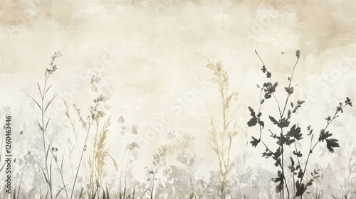 Delicate wallpaper with airy wild vines on neutral taupe tones