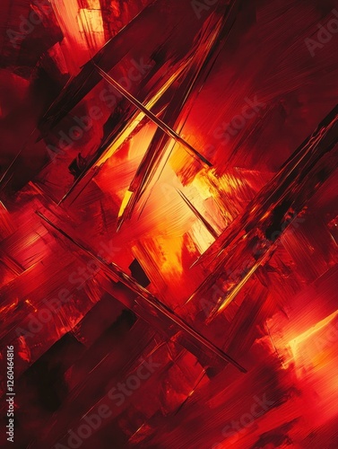 Crimson Fury: Abstract red background with fiery texture and bold geometric shapes, evoking energy, power, and intensity. photo