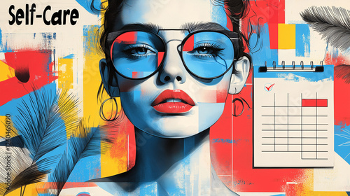 Self Care Routine Abstract Woman Planner  Wellness