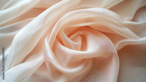 A soft pink silk fabric with elegant folds and drapery, showcasing a smooth, luxurious texture.  AI generative photo