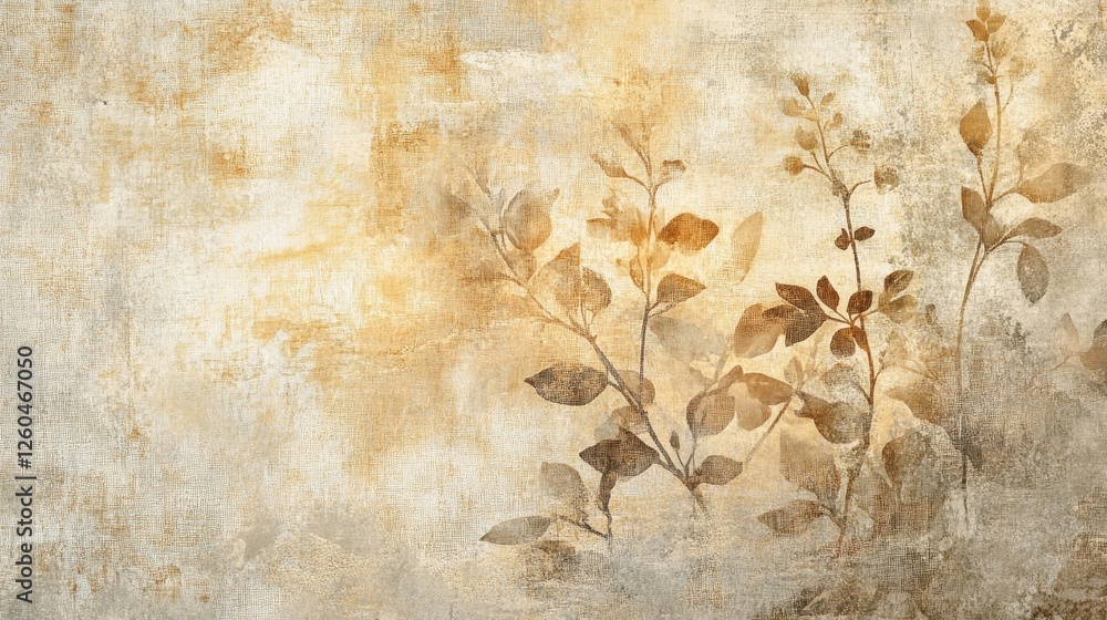 Fototapeta premium Minimalist wallpaper with pastel wildflowers on a woven texture
