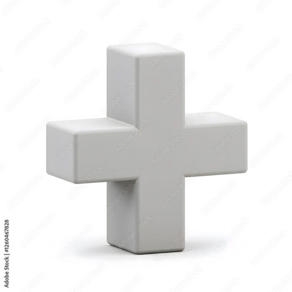 Fototapeta premium 3D White Plus Symbol Isolated on White Background