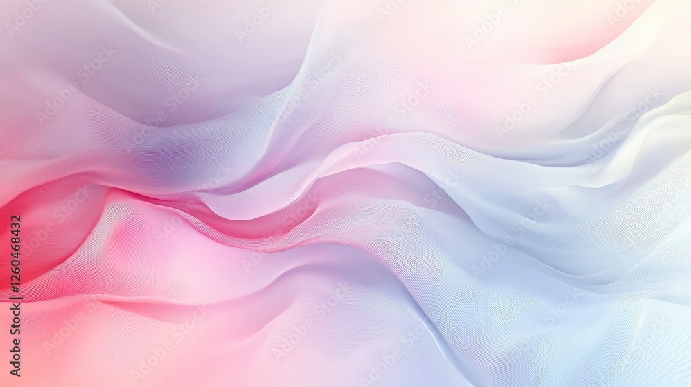 Obraz premium Abstract Pastel Fabric Drape Background: Soft Pink Blue White Waves