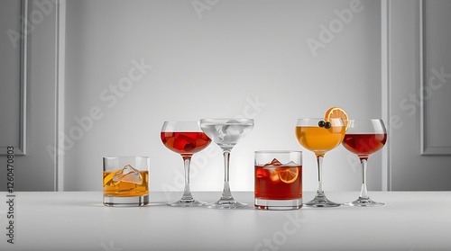 Still life with different alcoholic drinks